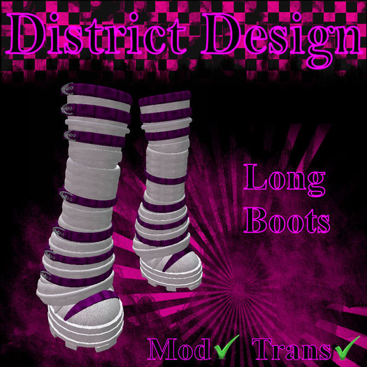 District - Long Boots White/Pink