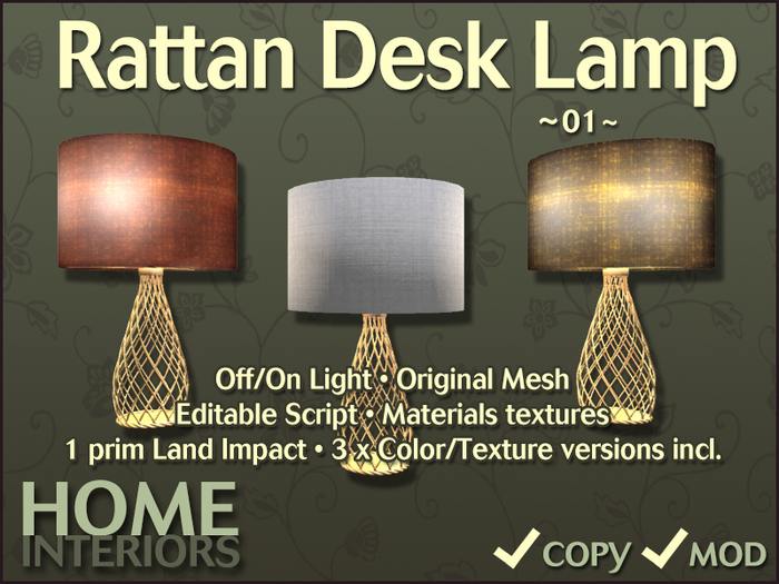 Home Interiors: Rattan Desk Lamp 01 (BOXED)