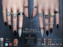 **RE** Mythical Beasts Rings - Female Pack - Maitreya, Belleza, Meshbody, SLink