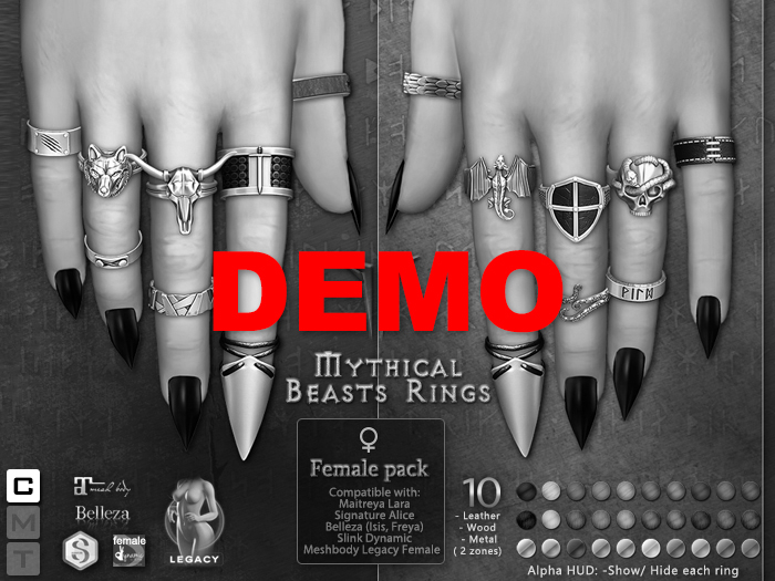 **RE** Mythical Beasts Rings - Female Pack DEMO