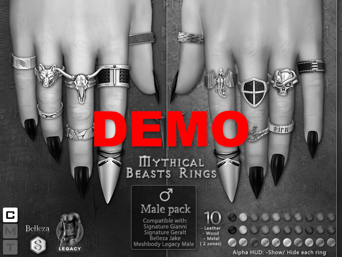 **RE** Mythical Beasts Rings - Male Pack DEMO
