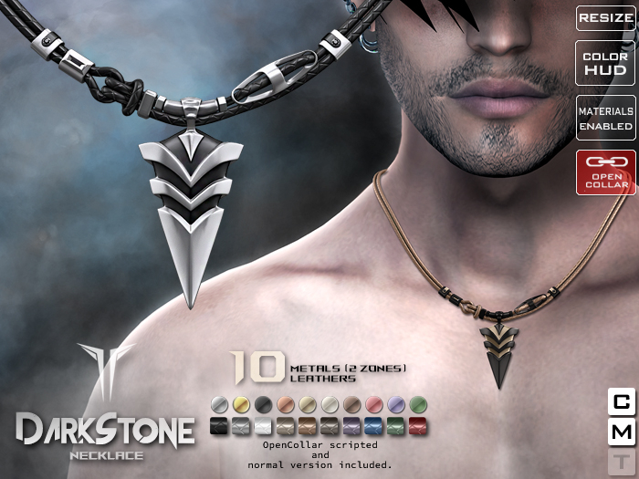 **RE** DarkStone Necklace RLV - *Elegance Collection* *OpenCollar*