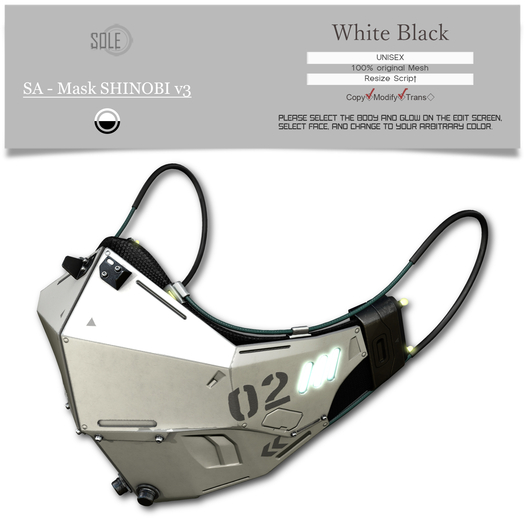 :::SOLE::: SA - Mask SHINOBI V3 (White black)