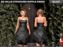 [S] Millie Strapless Ruffle Dress Black