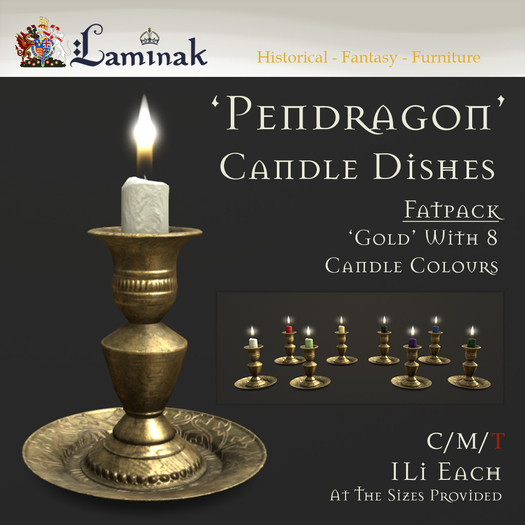 Laminak - Pendragon Candle Dishes Set - Gold Fatpack