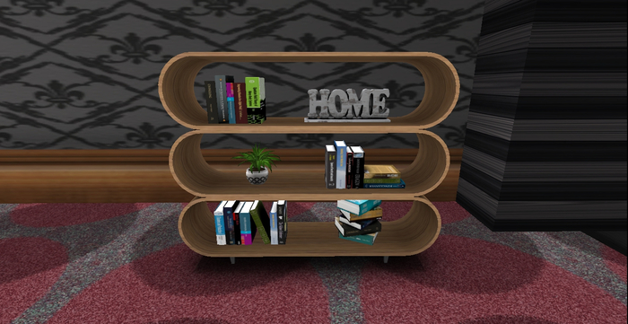 DED ROUNDED THREE OAK WOOD BOOK SHELF