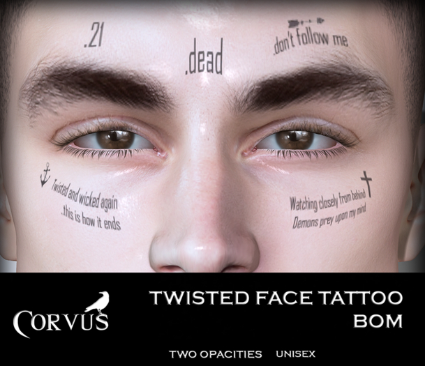 Corvus : Twisted Face Tattoo Bom