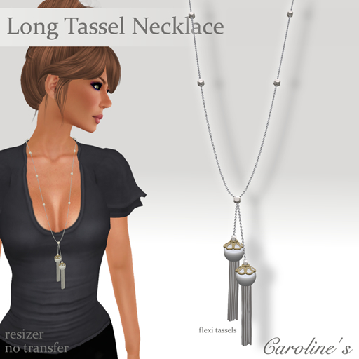 (Caroline's Jewelry) Long Tassel Necklace in Silver