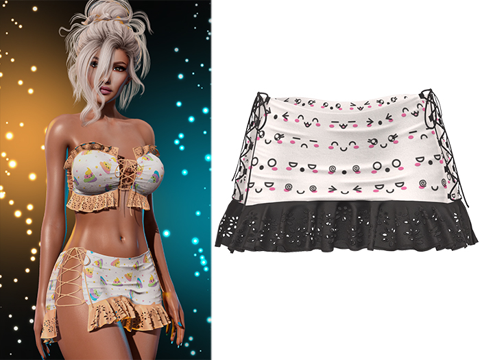 Iris Laced Up Ruffle Mini Skirt [Unicorn Face] - Maitreya • Legacy • Freya