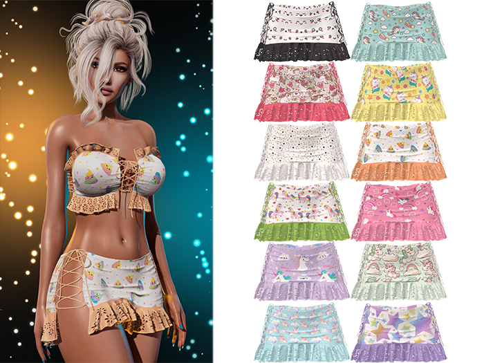 Iris Laced Up Ruffle Mini Skirt [Unicorn Pack] - Maitreya • Legacy • Freya