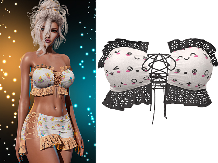 Iris Laced Up Ruffle Tube Top [Unicorn Face] - Maitreya (+Petite) • Legacy • Freya