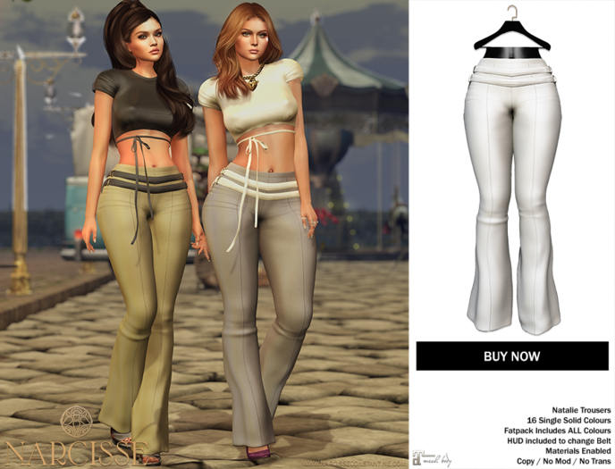 -Narcisse- ADD Natalie Trousers + Belt - White