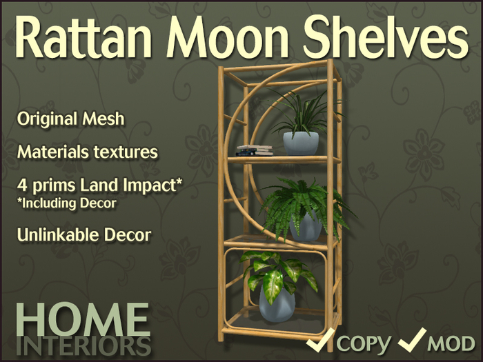 Home Interiors: Rattan Moon Shelves (BOXED)