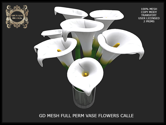 GD MESH FULL PERM VASE FLOWERS CALLE