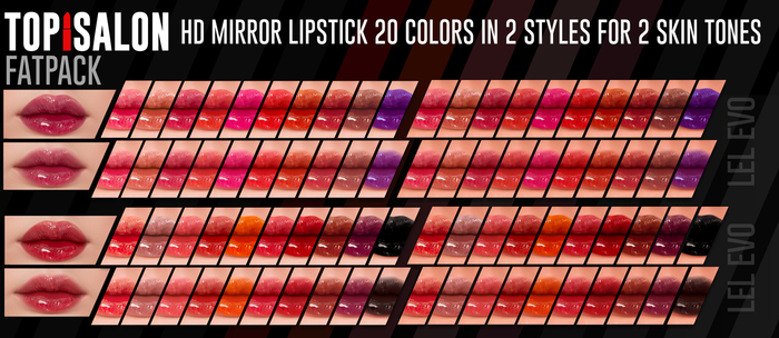 TOP1SALON - HD MIRROR LIPSTICK (Lelutka Evo) FATPACK PALE+SUNNY