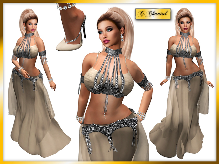 C.CHANTAL Oriental Belly Dancer Outfit #5 CREME [Maitreya]