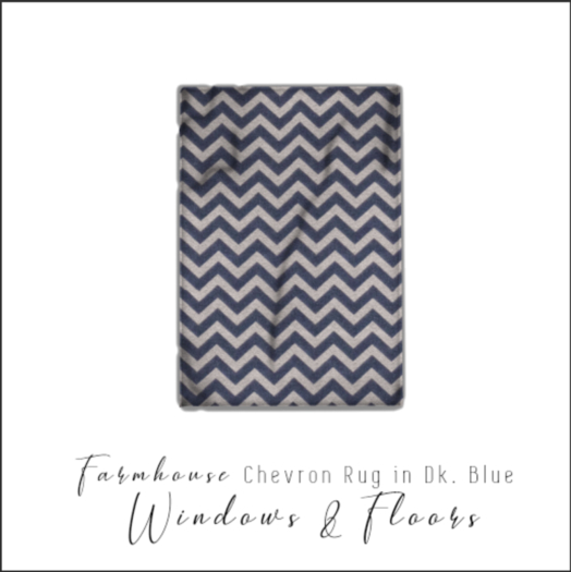 Farmhouse Area Rug Chevron - Dark Blue