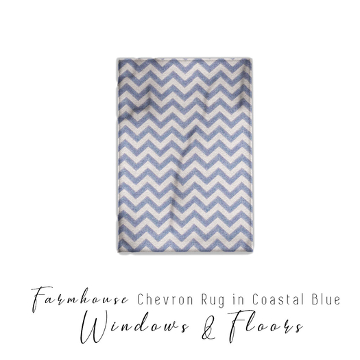 Farmhouse Area Rug Chevron - Coastal Blue