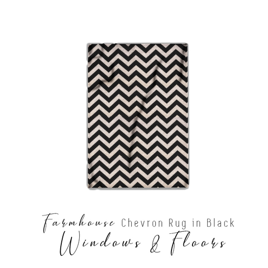 Farmhouse Area Rug Chevron - Black