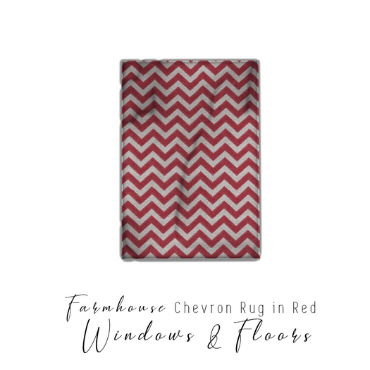 Farmhouse Area Rug Chevron - Red