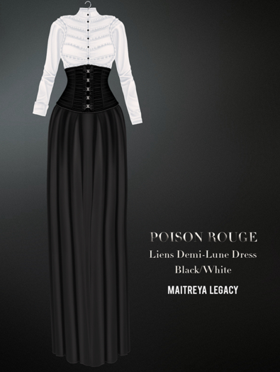 POISON ROUGE Liens Demi-Lune- Black/White