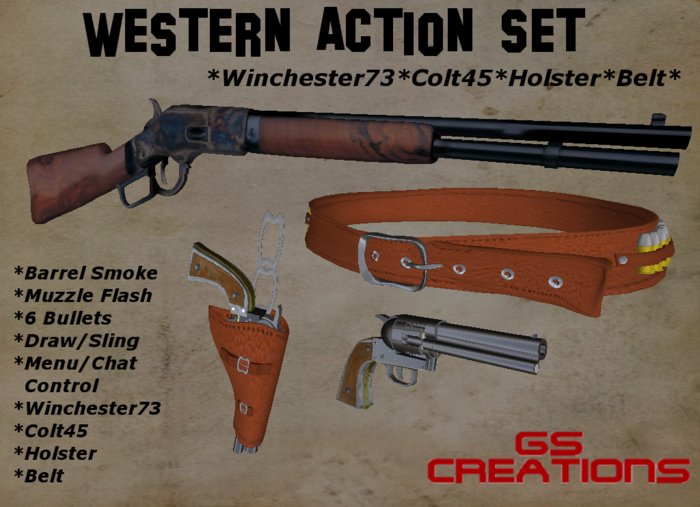 Western Action Set  Rifle Colt Belt Holster