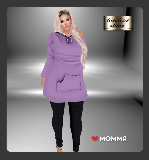 HOODIE STRIPED SCARF /LILAC  WITH 3 DENIM LEGGINGS