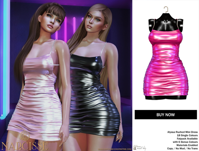 -Narcisse- ADD Alyssa Ruched Dress - Neon Pink