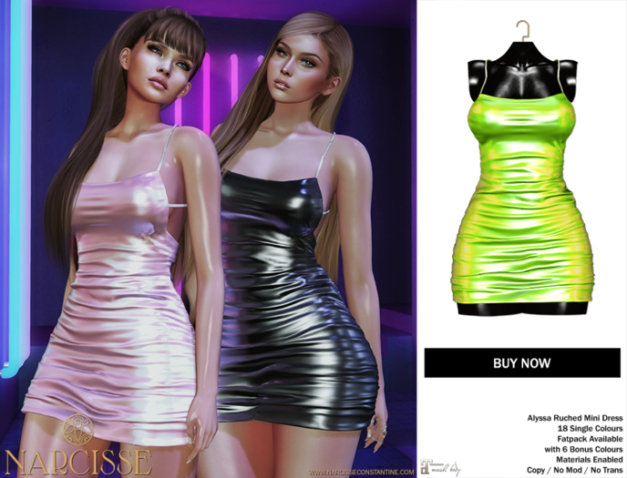 -Narcisse- ADD Alyssa Ruched Dress - Neon Green