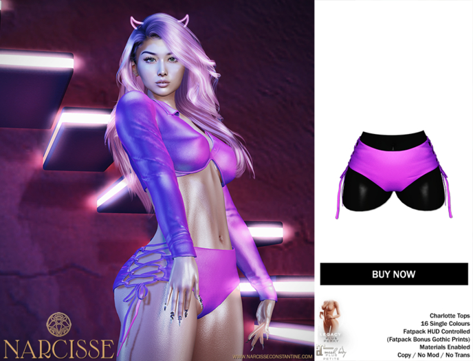 -Narcisse- ADD Charlotte Booty Shorts - Neon Purple