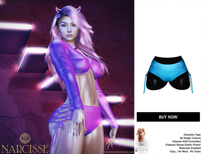 -Narcisse- ADD Charlotte Booty Shorts - Azure