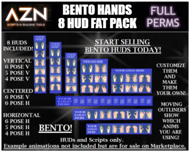 Bento Hand Animation 8 HUD FAT PACK for Creators