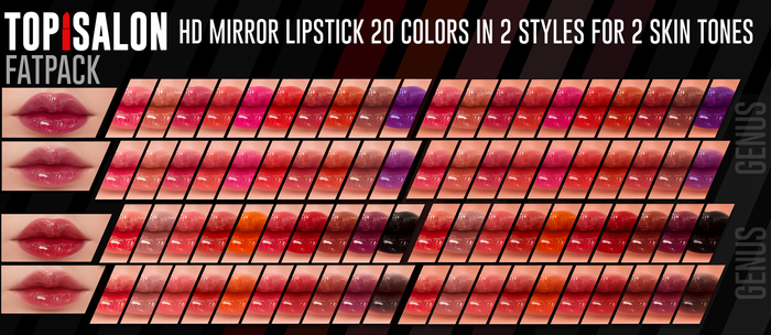TOP1SALON - HD MIRROR LIPSTICK (Genus) FATPACK PALE+SUNNY