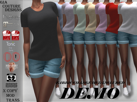 Second Life Marketplace - "GCD" Grace Cotton T-Shirts DEMOS