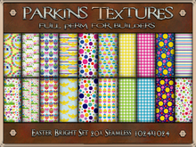 Parkins Textures - Easter Bright Set - 20x Full Perm Seamless 1024 - Fabric, Clothing, Cloth, Egg, Bunny, Chick, Kid