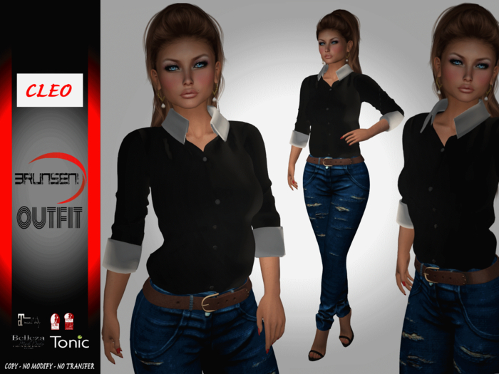 Brunsen Couture - Cleo Outfit Jeans Black White