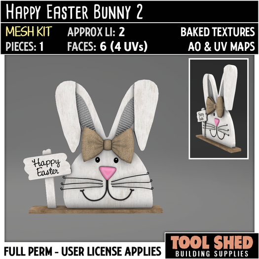 Tool Shed - Happy Easter Bunny 2 Mesh Kit - Easter Decoration