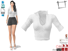 Dae Obj FBX For Tucked In Open Chest White Shirt Slink, Maitreya, Belleza, Tonic, Legacy, Voluptuous