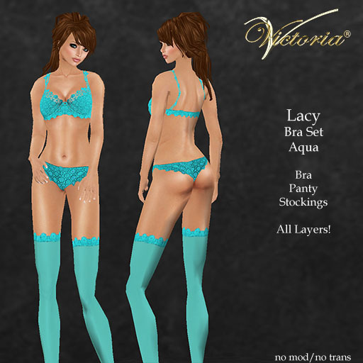VictoriaV - Lacy Bra Set Aqua