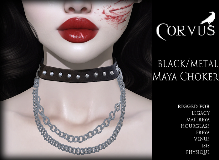 Corvus : Black/Metal Maya Rigged Choker