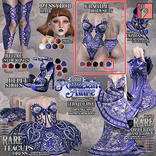 :Moon Amore: Porcelain Attire/Fragile BodySuit /AZUL