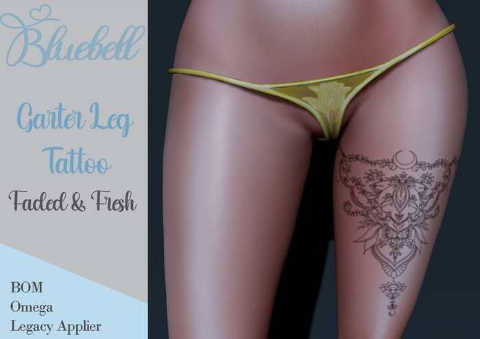 BLUEBELL Garter Leg Tattoo