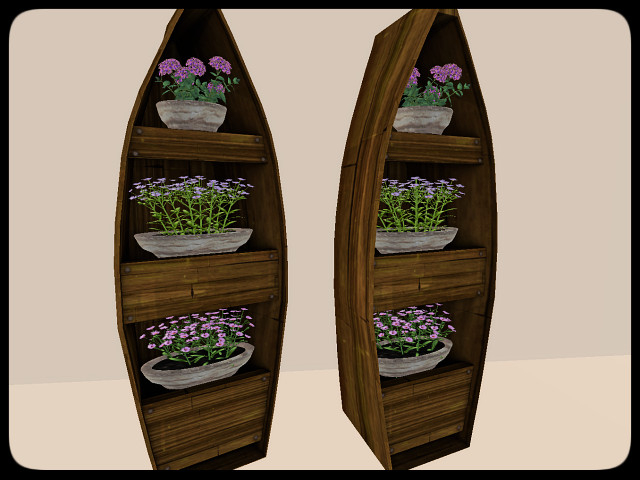 [AE] Garden Store - Boat Shelf with Flowers