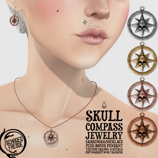 Schadenfreude Skull Compass Jewelry