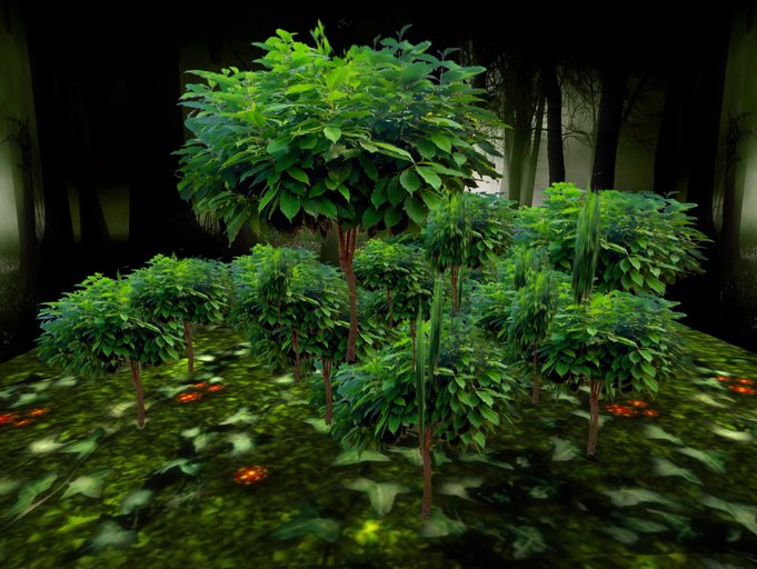 Panoramic green trees