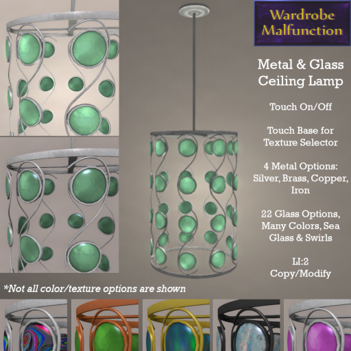 ~WM~ Metal & Glass Ceiling Lamp Chandelier Lighting with Touch On/Off and Texture Selector
