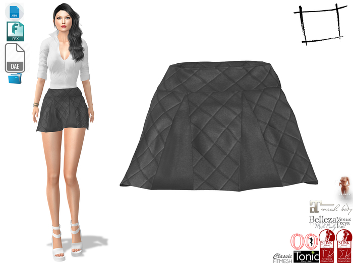 Dae Obj FBX For Leather Tufted Padded Mini Skirt Slink, Maitreya, Belleza, Tonic, Legacy, Voluptuous