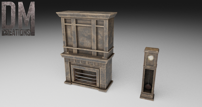 Fireplace plus Pendulum clock Full Perm Mesh