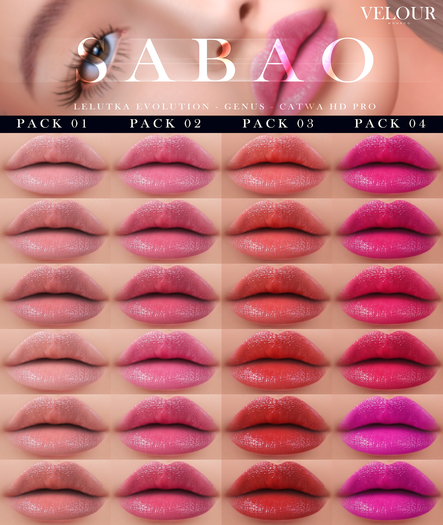 VELOUR: "Sabao" HD Lips - Pack 01 (Genus)