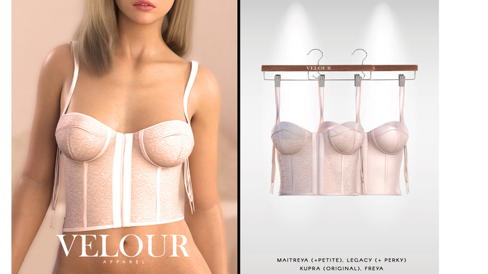 VELOUR APPAREL: "Seduction" Top (Pearl)
